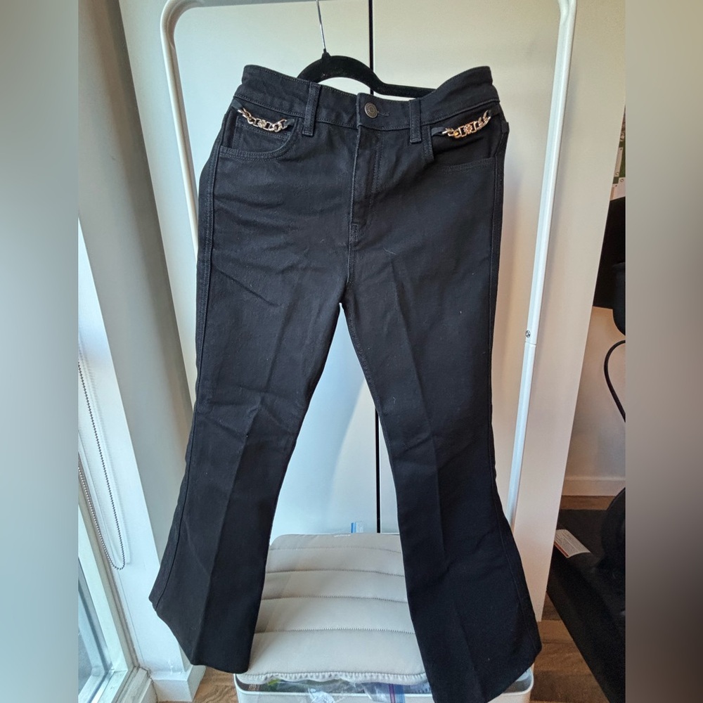 Maje | Women's Black Jeans with Gold Hardware